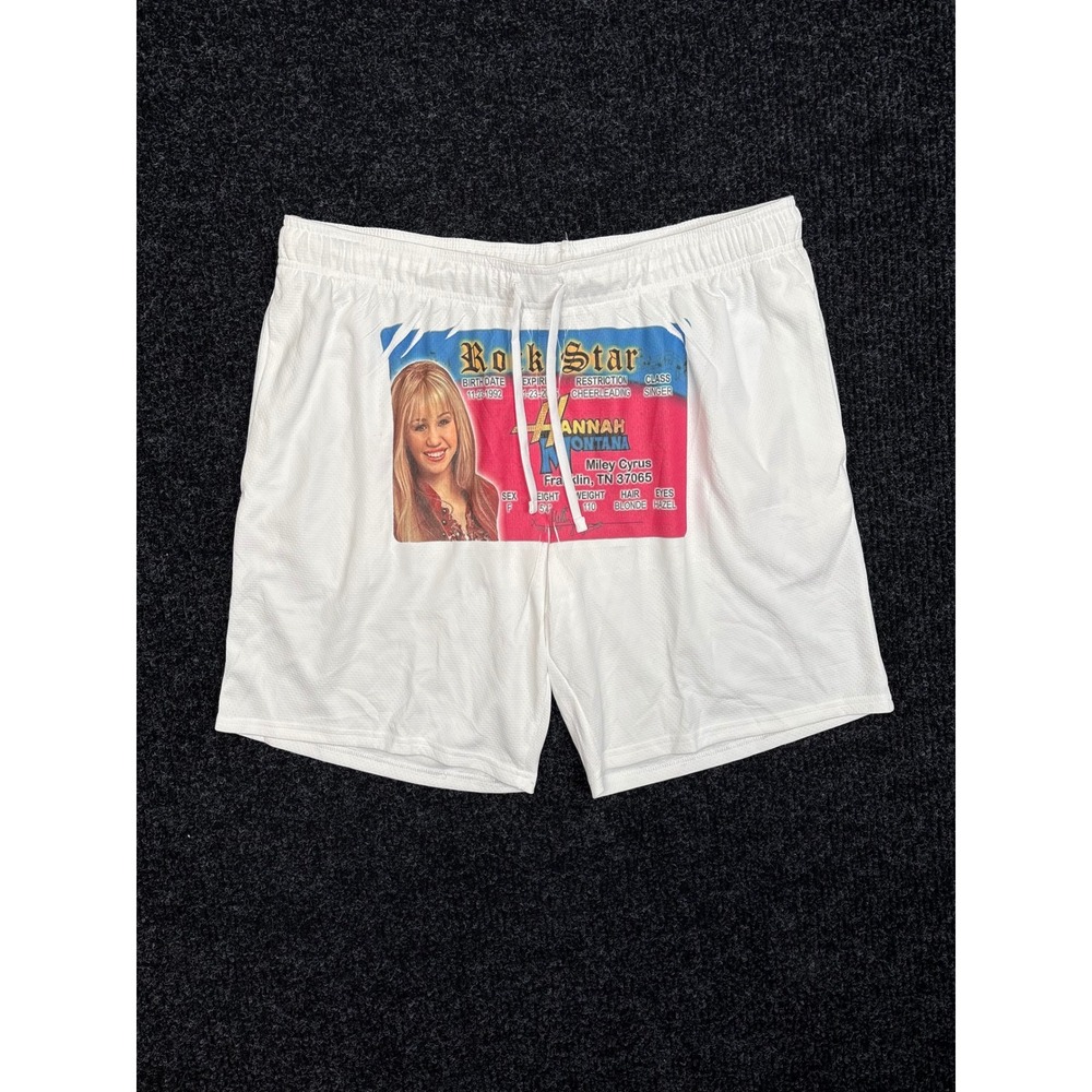 Athletic Works Hannah Montana Rock Star Mesh Shorts White Mens XL Custom Graphic